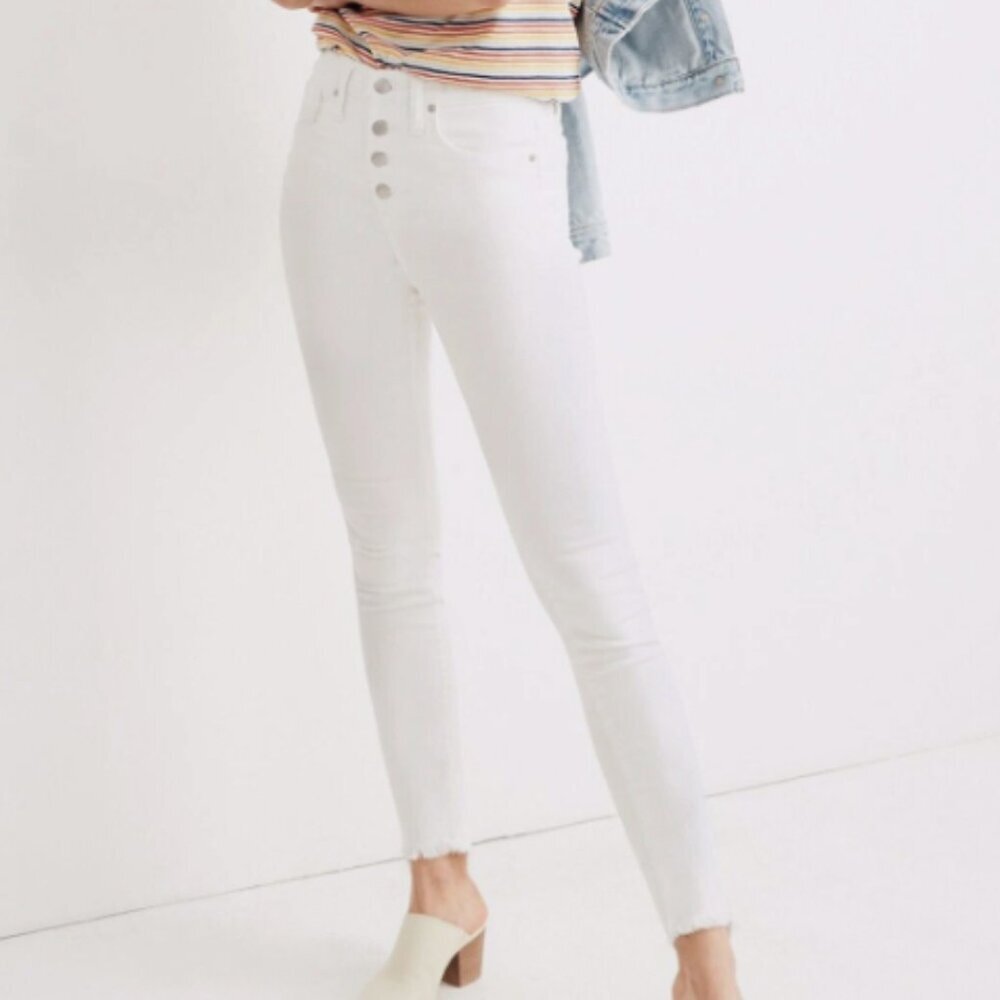 Madewell‎ White Button-Fly Jeans 9” mid rise skinny 27